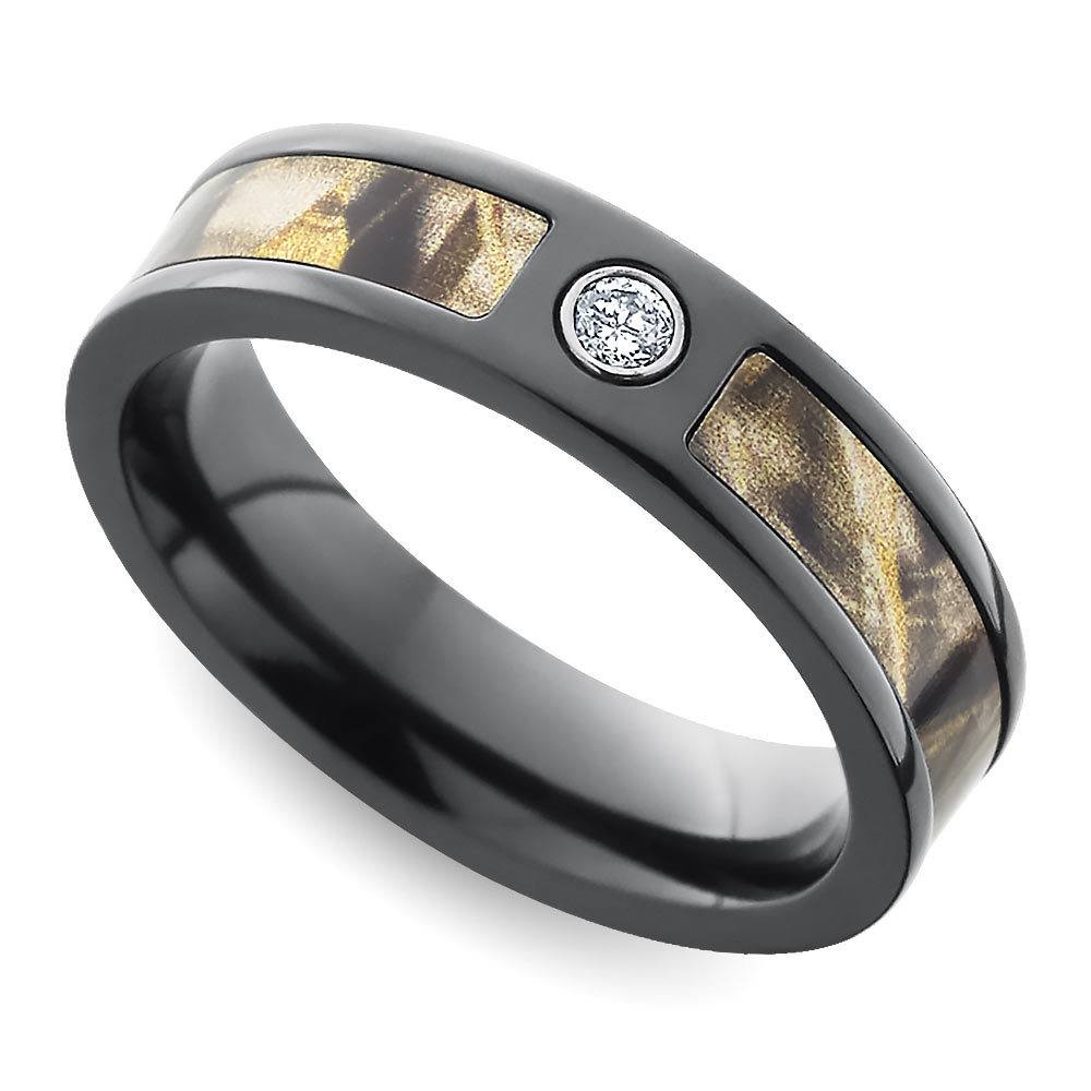 camo wedding rings with real diamonds