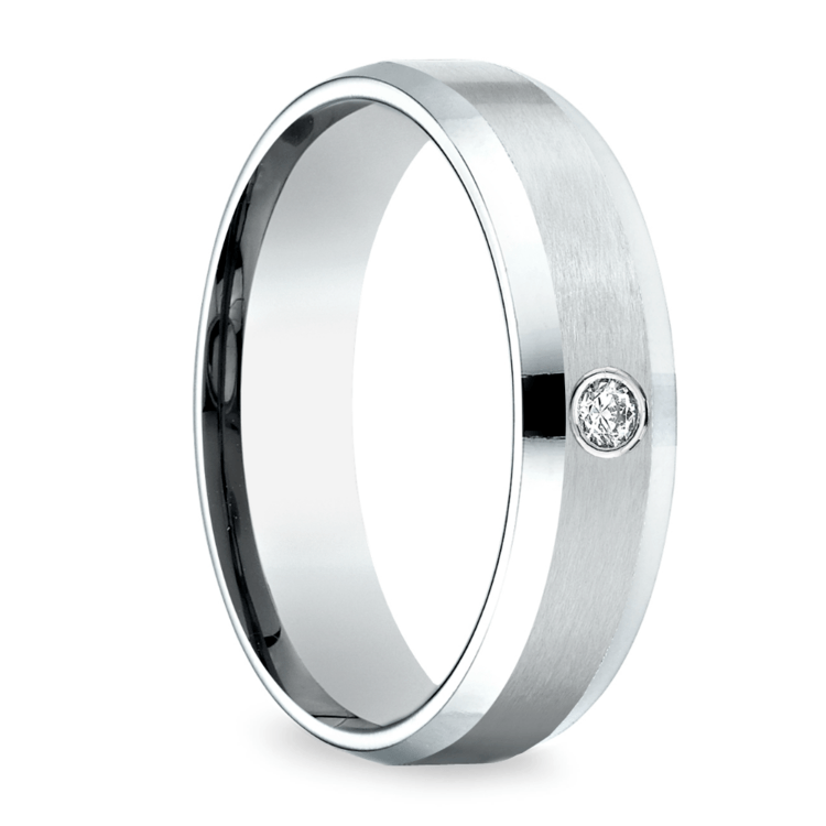 Inset Beveled Men's Wedding Ring in Platinum (6mm)