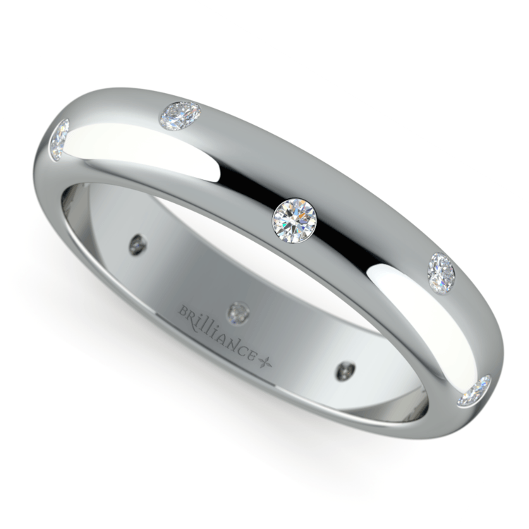 Inset Diamond Men's Band in White Gold (5mm)