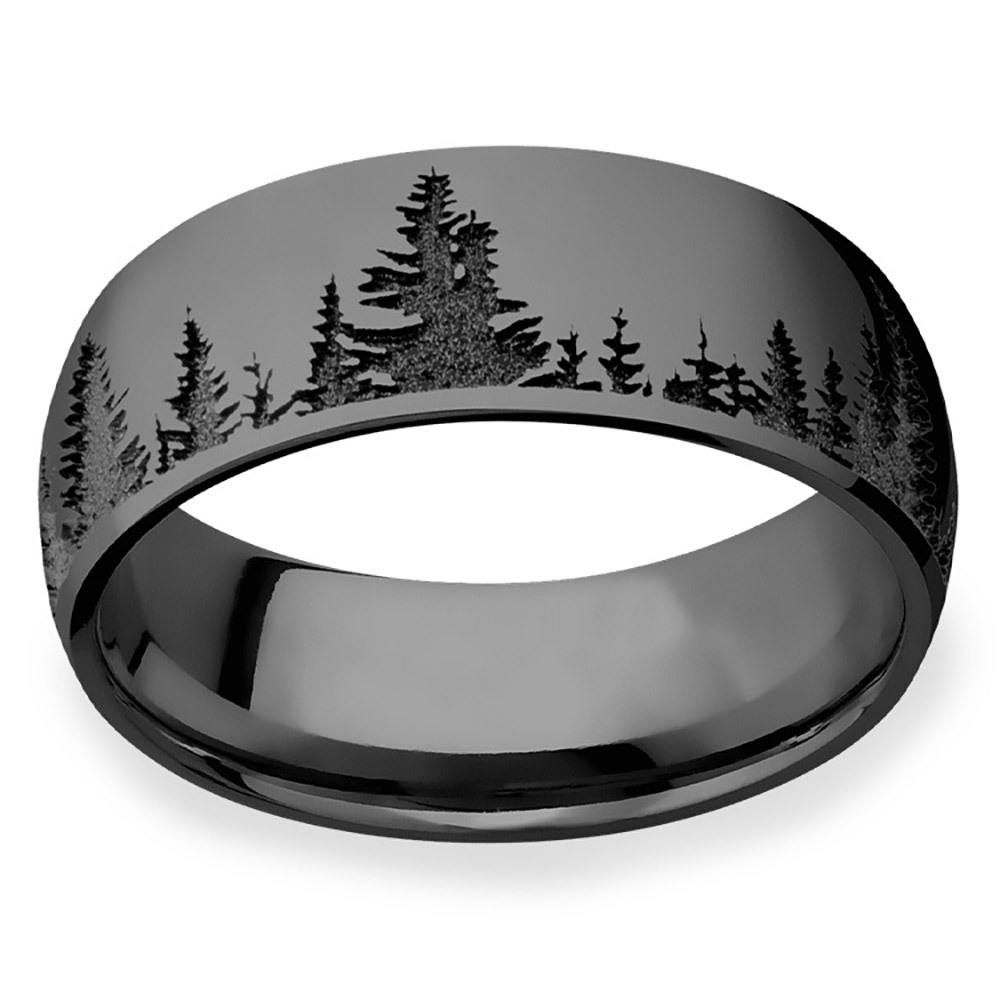 Laser Carved Forest Elysium Ring For Men