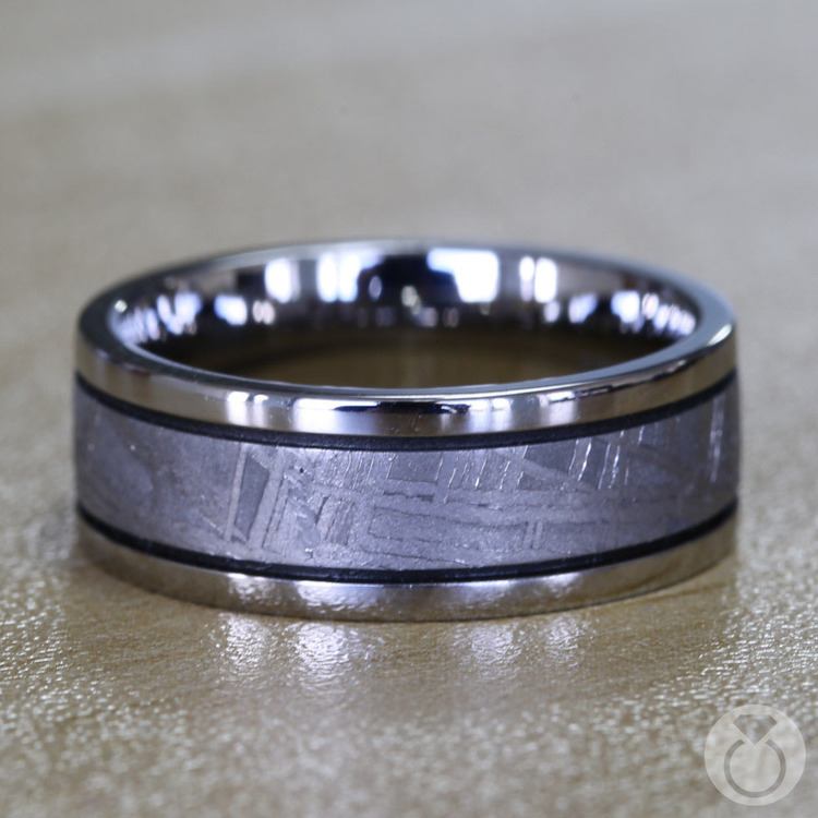 Titanium Mens Wedding Ring with Meteorite Inlay | Lightyear by Brilliance