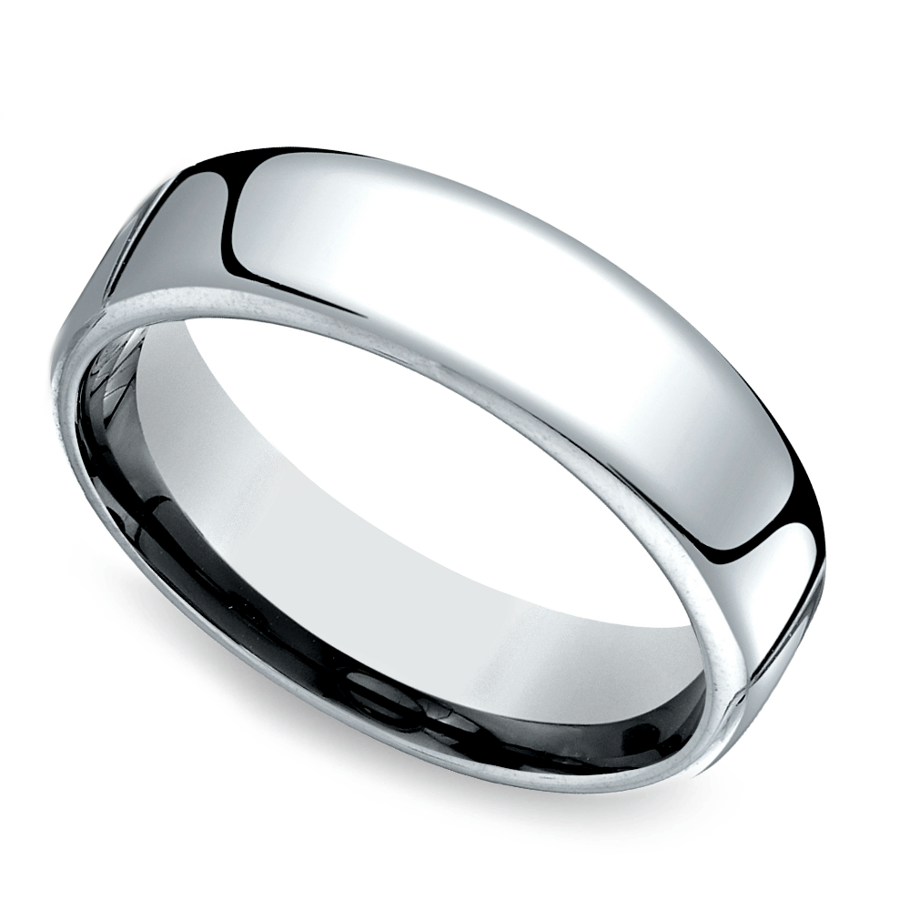 Low Dome Men's Wedding Ring in White Gold (6.5mm)