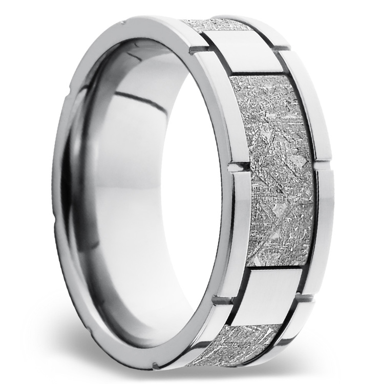 Cobalt Chrome Mens Ring With Meteorite Inlay