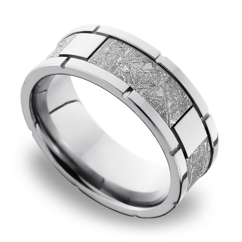 Cobalt Chrome Mens Ring With Meteorite Inlay