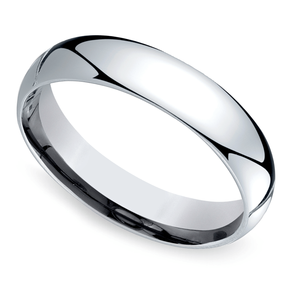 5 Mm Mid Weight Wedding Ring For Men In White Gold