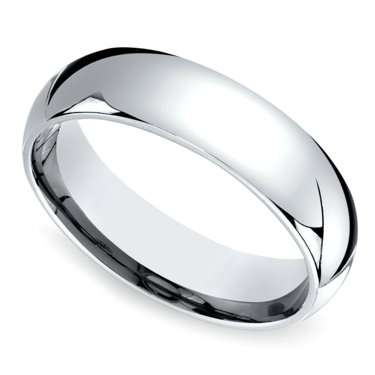 Mid-Weight Men's Wedding Ring in White Gold (6mm)