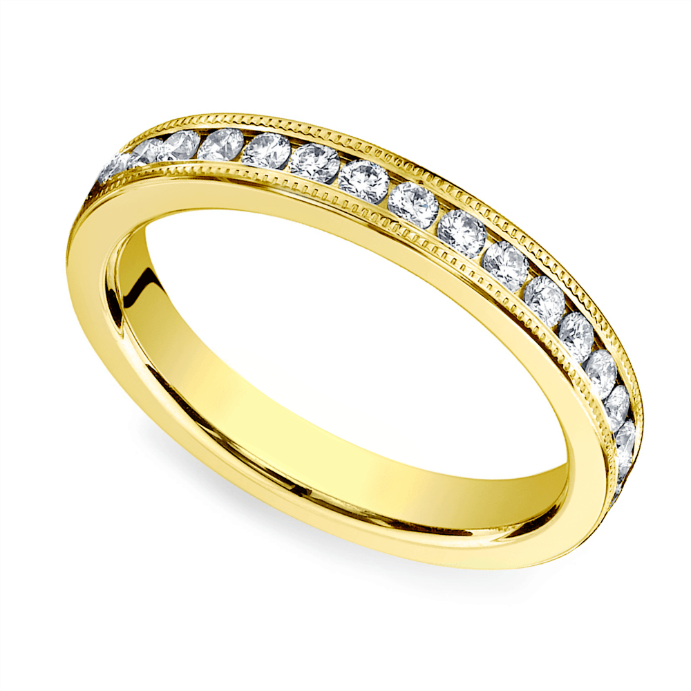 Milgrain Channel Diamond Eternity Ring in Yellow Gold