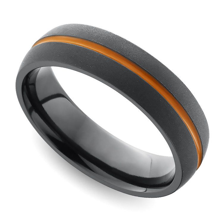 Orange Antiqued Men's Wedding Ring in Zirconium