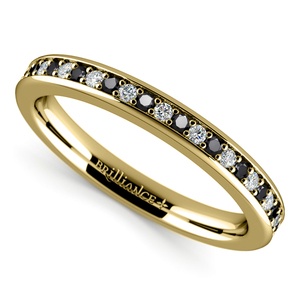 black and white diamond yellow gold ring