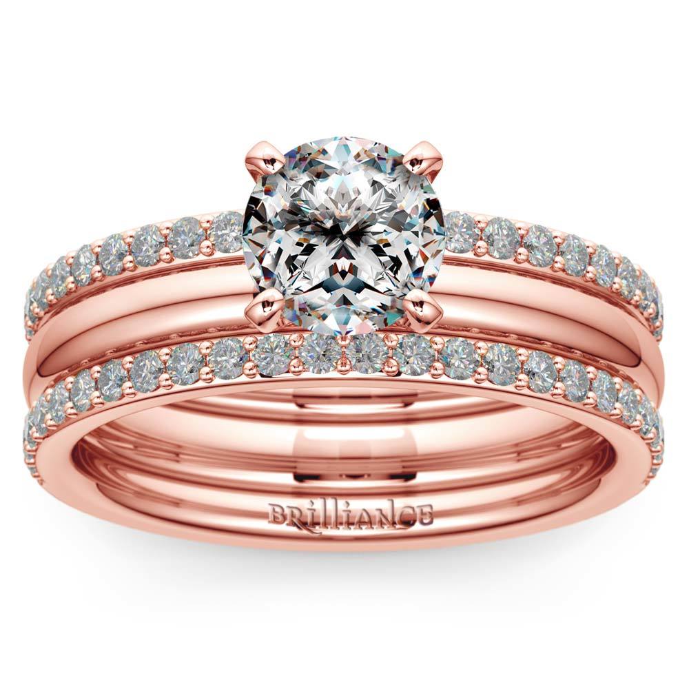 Pave Diamond Double Band Ring Enhancer In Rose Gold