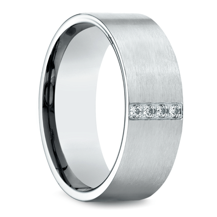 Pave Men's Wedding Ring in White Gold (8mm)