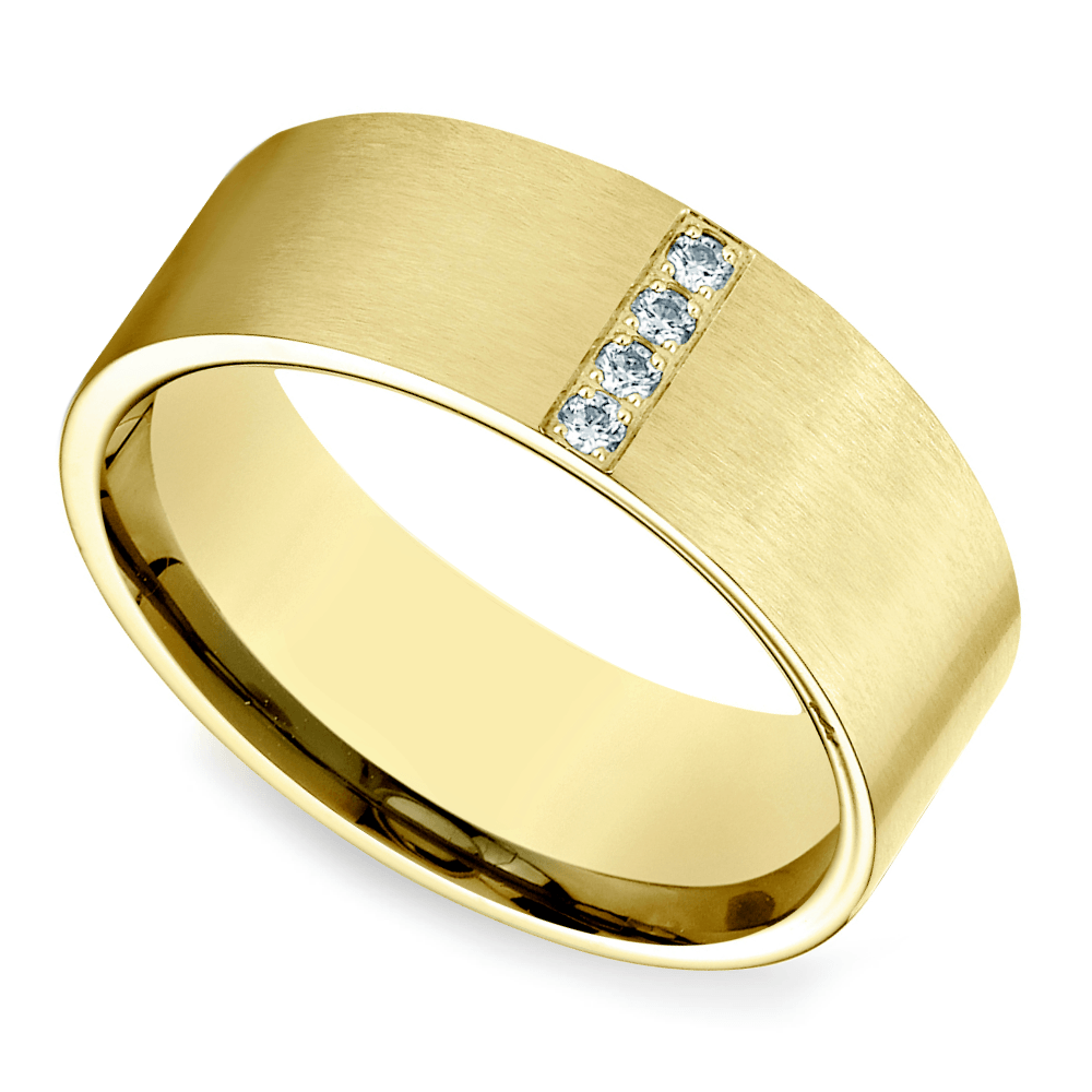 Mens Pave Diamond Wedding Band In Gold