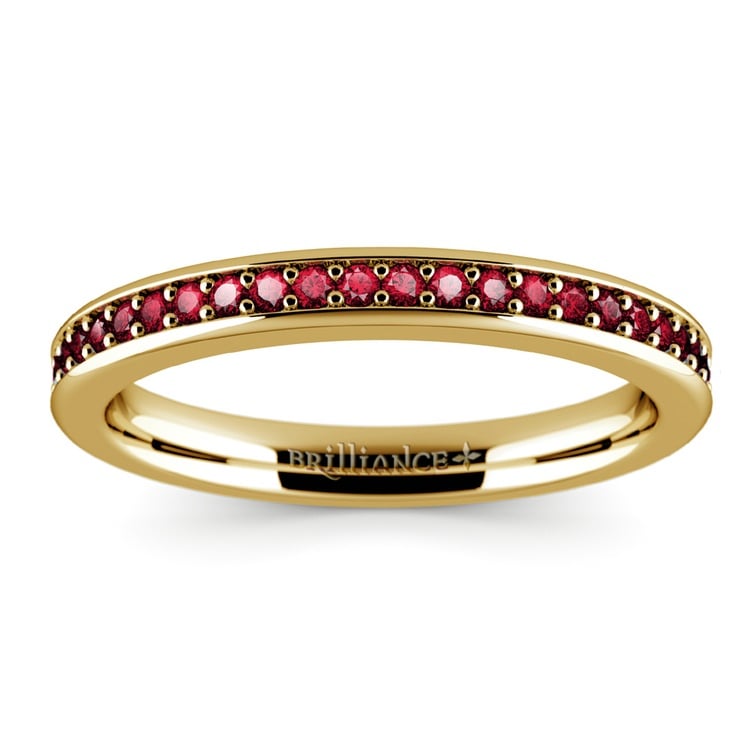 Pave Ruby Gemstone Ring in Yellow Gold