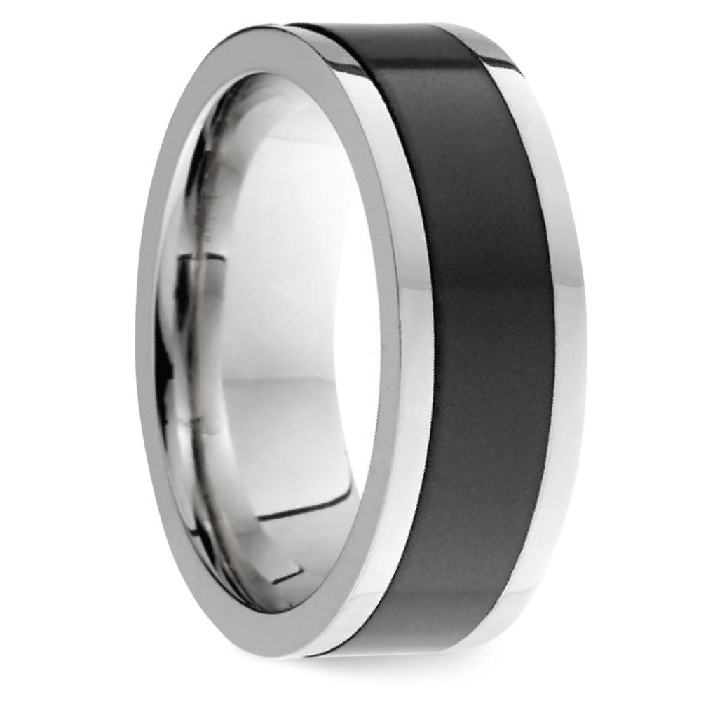 Poseidon Flat Edge 18K White Gold Elysium Ring | Brilliance Mens Rings