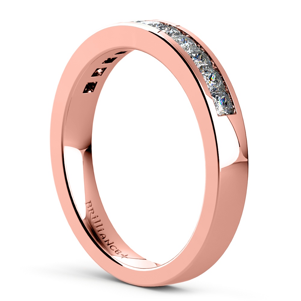 Princess Channel Diamond Wedding Ring in Rose Gold (1/2 ctw)