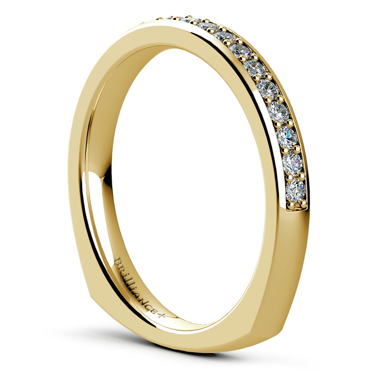 Rocker European  Diamond Wedding  Ring  in Yellow Gold