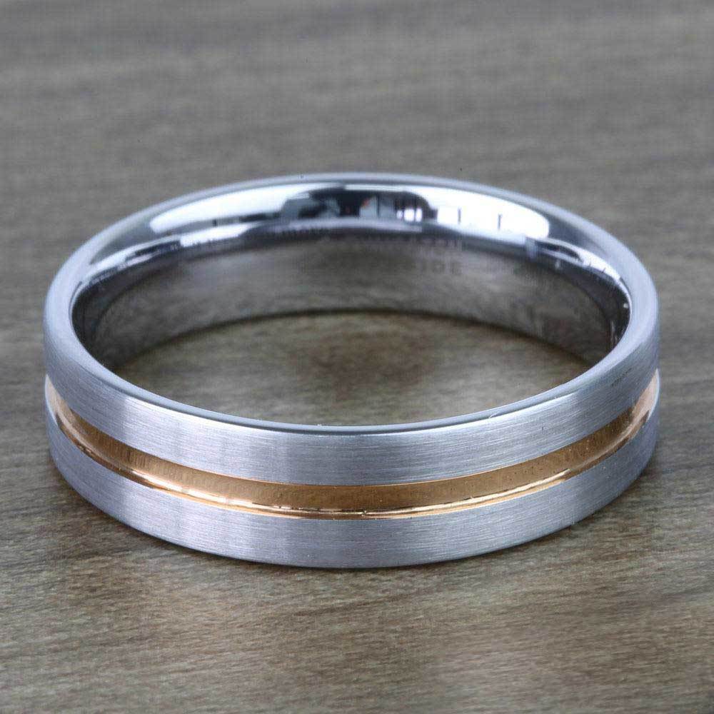 Tungsten And Rose Gold Wedding Ring For Men