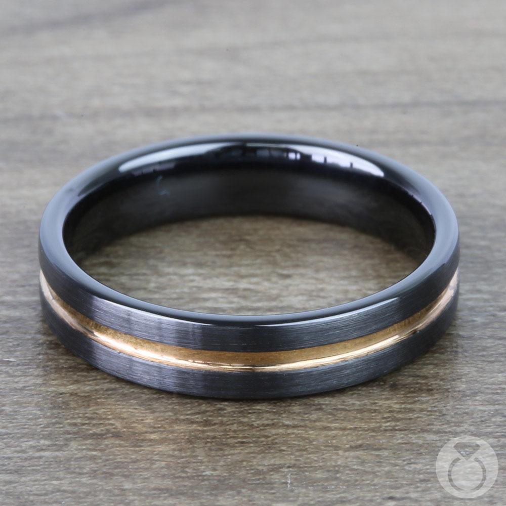 Black And Rose Gold Wedding Ring In Ceramic (4 mm)