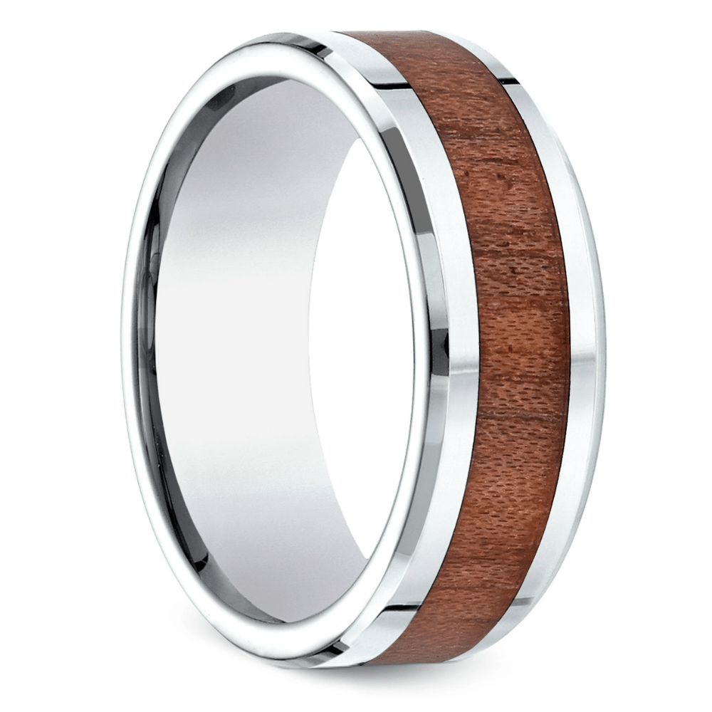 Mens Rosewood Inlay And Cobalt Wedding Ring