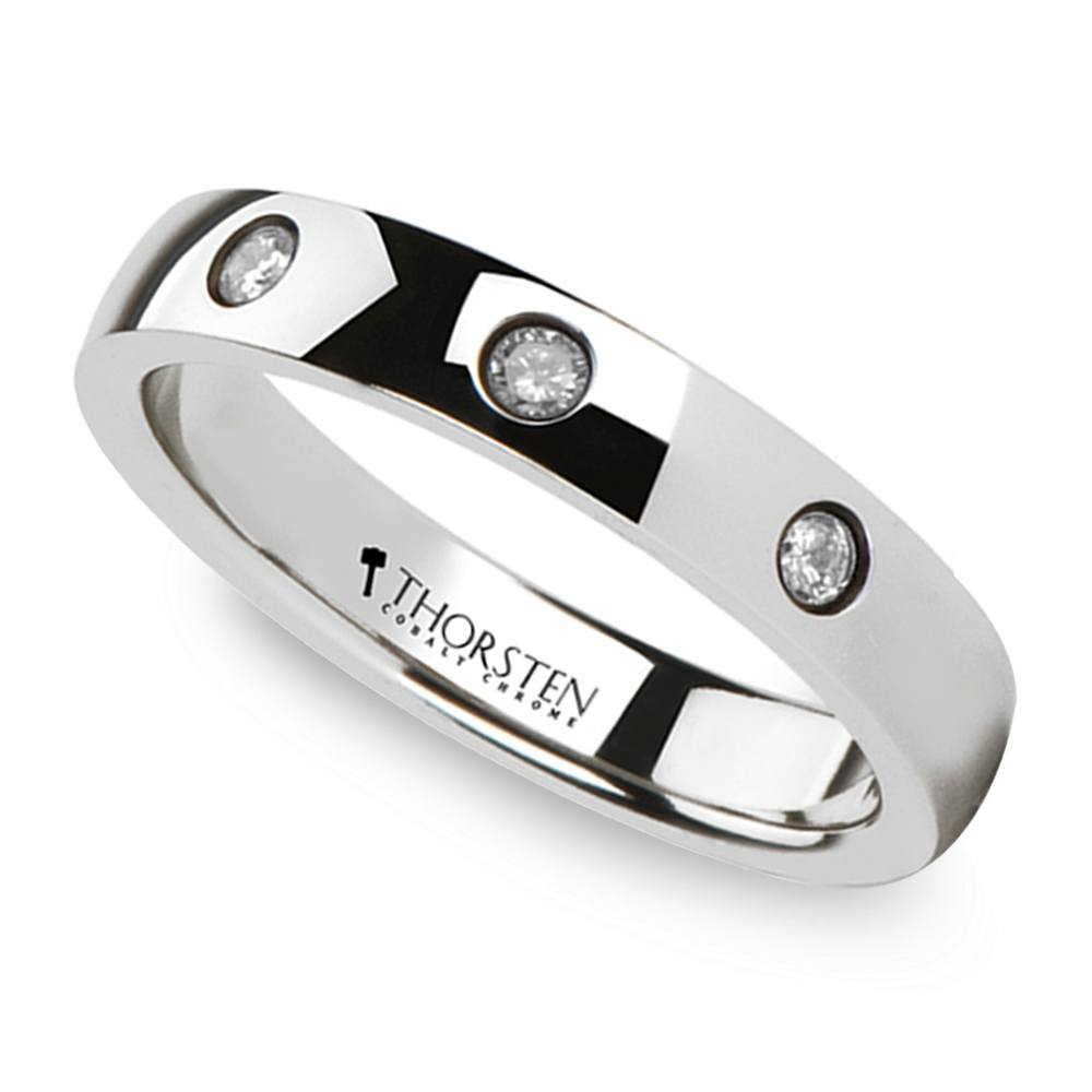 diamond inset wedding bands