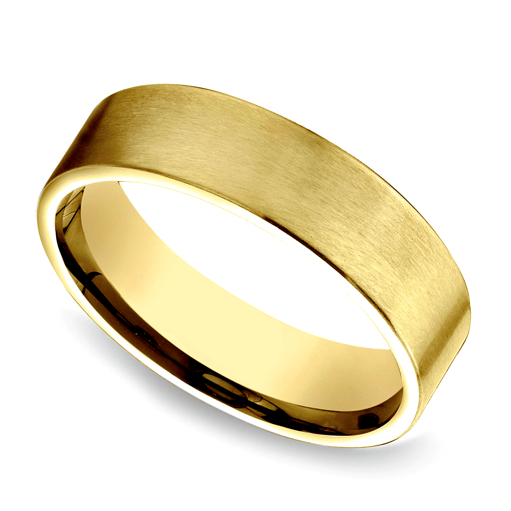 Satin Men's Wedding Ring in Yellow Gold (6mm)