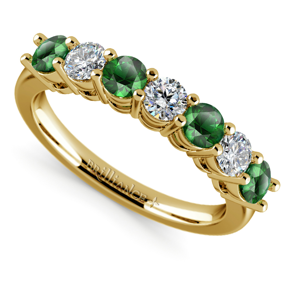 Emerald band sale ring yellow gold