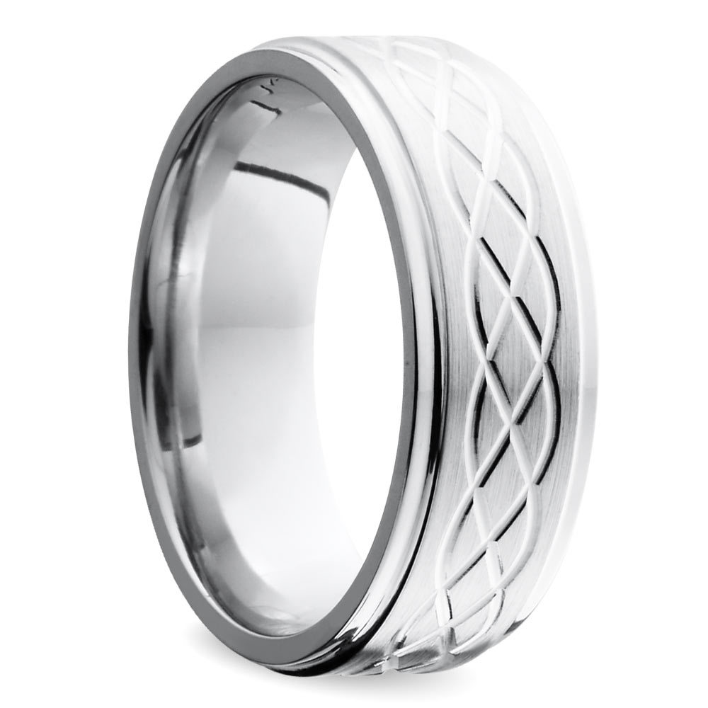 Wide Mens Cobalt Celtic Wedding Band With Step Edge