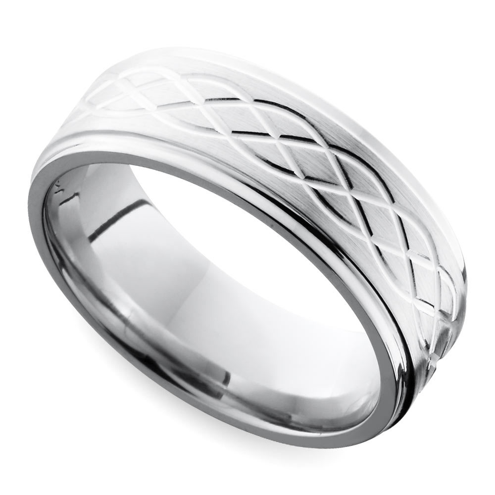 Mens Cobalt Wedding Band With Step Edge Design (7 mm)