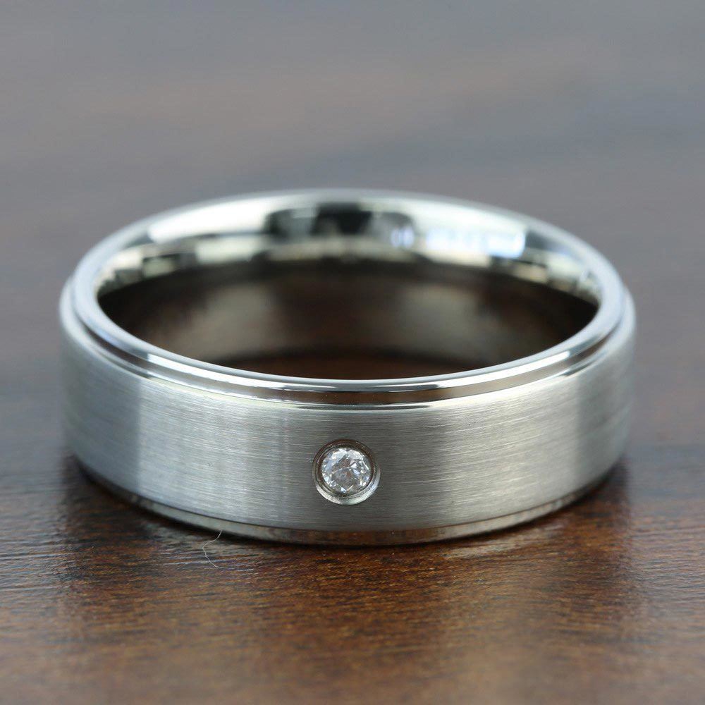 Inset Diamond Wedding Band In Tungsten For Men (8 mm)