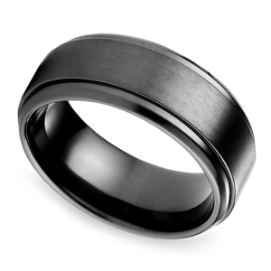 Swirl Pattern Men's Wedding Ring in Black Titanium
