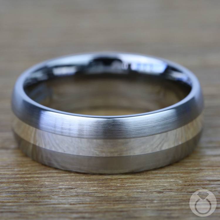 Sterling Silver Inlay Men's Wedding Ring in Titanium (7mm)