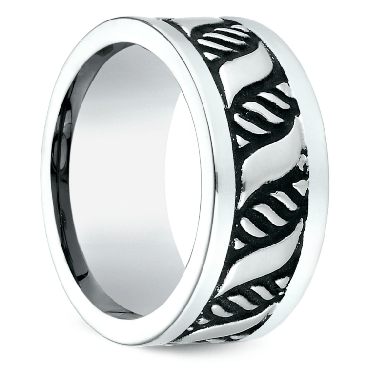 Double Helix Swirl Men's Wedding Ring in Blackened Cobalt (10mm)