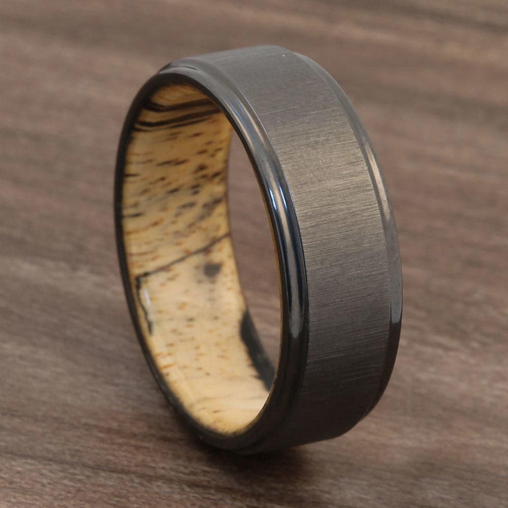 Tropic Storm - Zirconium Mens Band with Wood Sleeve (9mm)