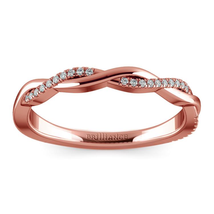 Rose Gold Twisted Diamond Wedding Band   Twist Diamond Wedding Band Rose Gold V2 