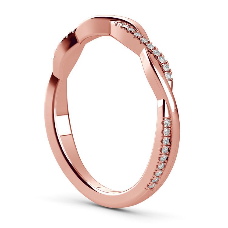 Rose Gold Twisted Diamond Wedding Band   Twist Diamond Wedding Band Rose Gold V4 