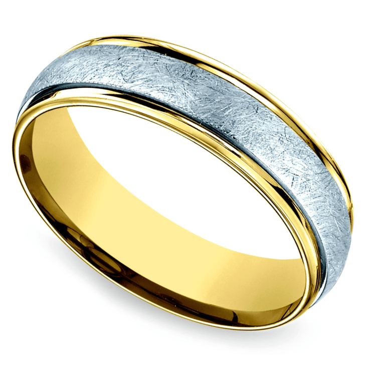 Two Toned Swirl Men's Wedding Ring in 