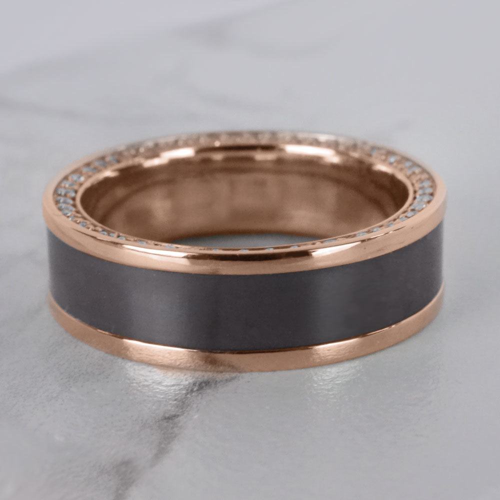 Zeus Bevel 18K Rose Gold & Diamond Elysium Ring | Black Diamond Rings
