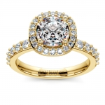 Antique Halo Diamond Engagement Ring in Yellow Gold