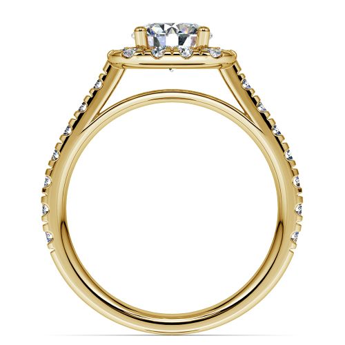 Square Halo Diamond Engagement Ring in Yellow Gold (1/2 ctw)