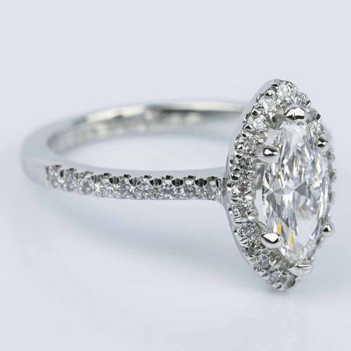 Marquise Diamond Halo Engagement Ring (1.03 ct.)