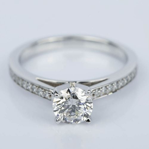 1 Carat Diamond Cathedral Engagement Ring in White Gold