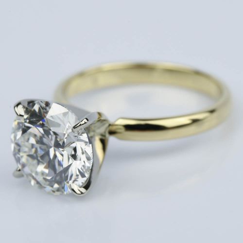 3.77 Carat Round Yellow Gold Classic Solitaire Engagement Ring