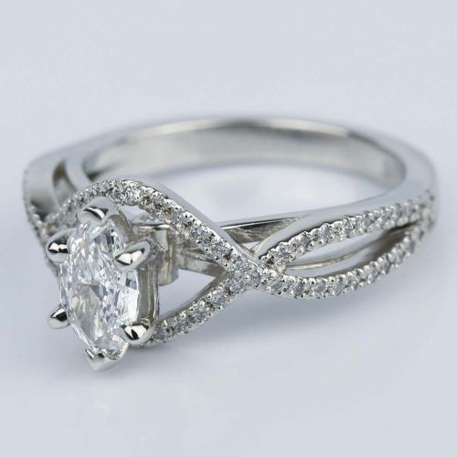 Cross Split Shank 0.71 Carat Marquise Diamond Engagement Ring