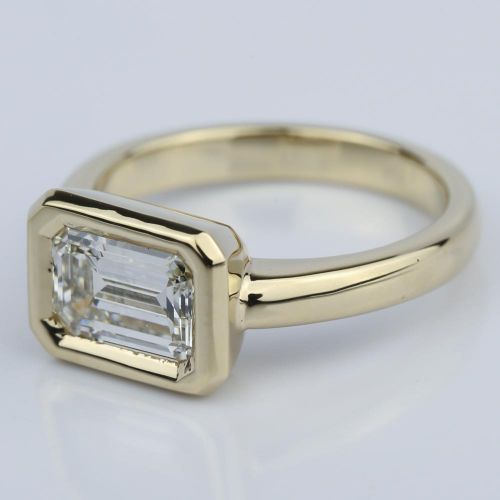 Horizontal Bezel Emerald Diamond Engagement Ring (1.51 ct.)