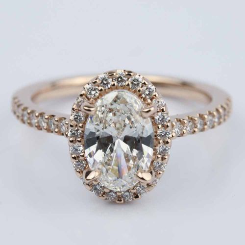 Oval Halo Diamond Engagement Ring in Rose Gold (1.50 ct.)