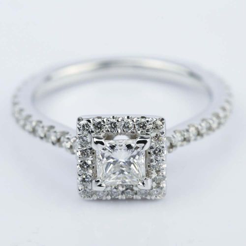 Petite Halo 0.41 Carat Princess Diamond Engagement Ring