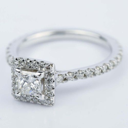 Petite Halo 0.41 Carat Princess Diamond Engagement Ring