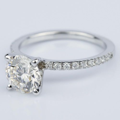 Petite Pave Round Diamond Engagement Ring in White Gold (1.50 ct.)