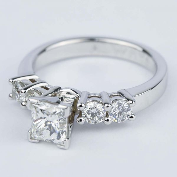 Five-Diamond Engagement Ring with Princess Cut Diamond