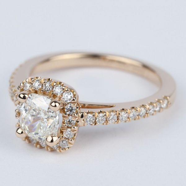 Diamond Vintage Square Halo Engagement Ring 14k Rose Gold ...